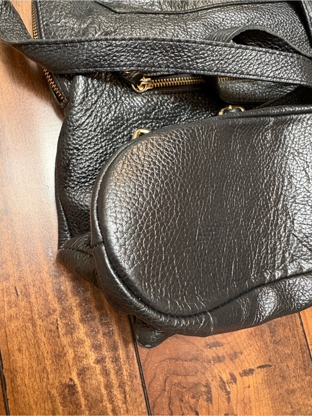 L.CREDI Black Pebble Leather Convertible Backpack Shoulder Bag Made in Italy - Picture 8 of 10
